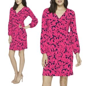 London Times Daffodil Garden Wrap Dress Pink Navy